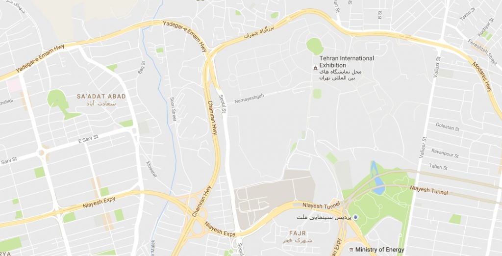آدرس روی نقشه محل دائمی نمایشگاه های تهران